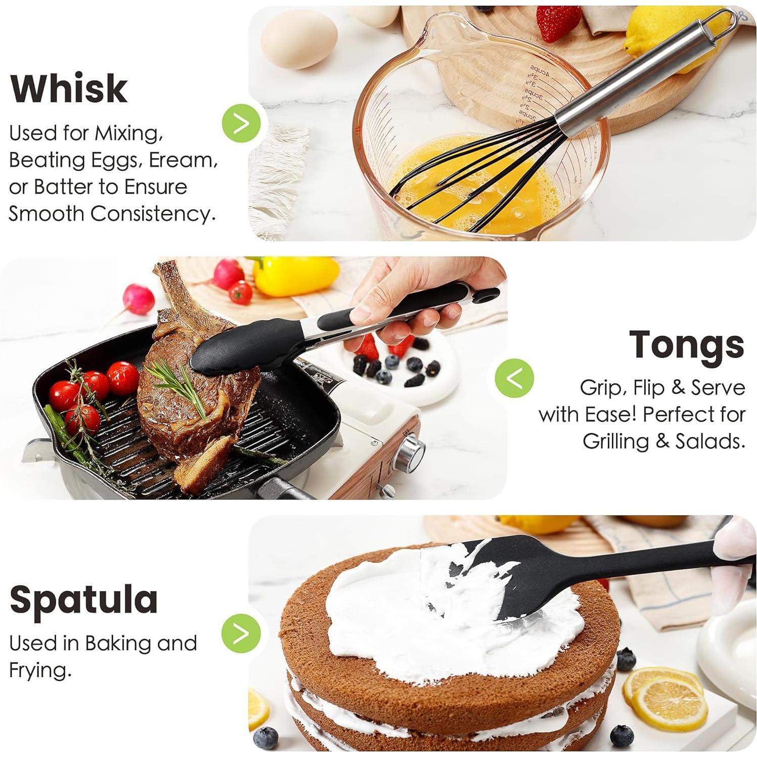 Juego de Utensilios de Cocina Fyvva 35 Piezas Silicona Negro