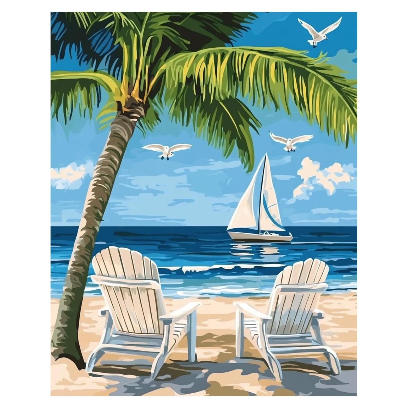 Kit de Pintura por Números xcemhil Playa 40.64x50.8 cm