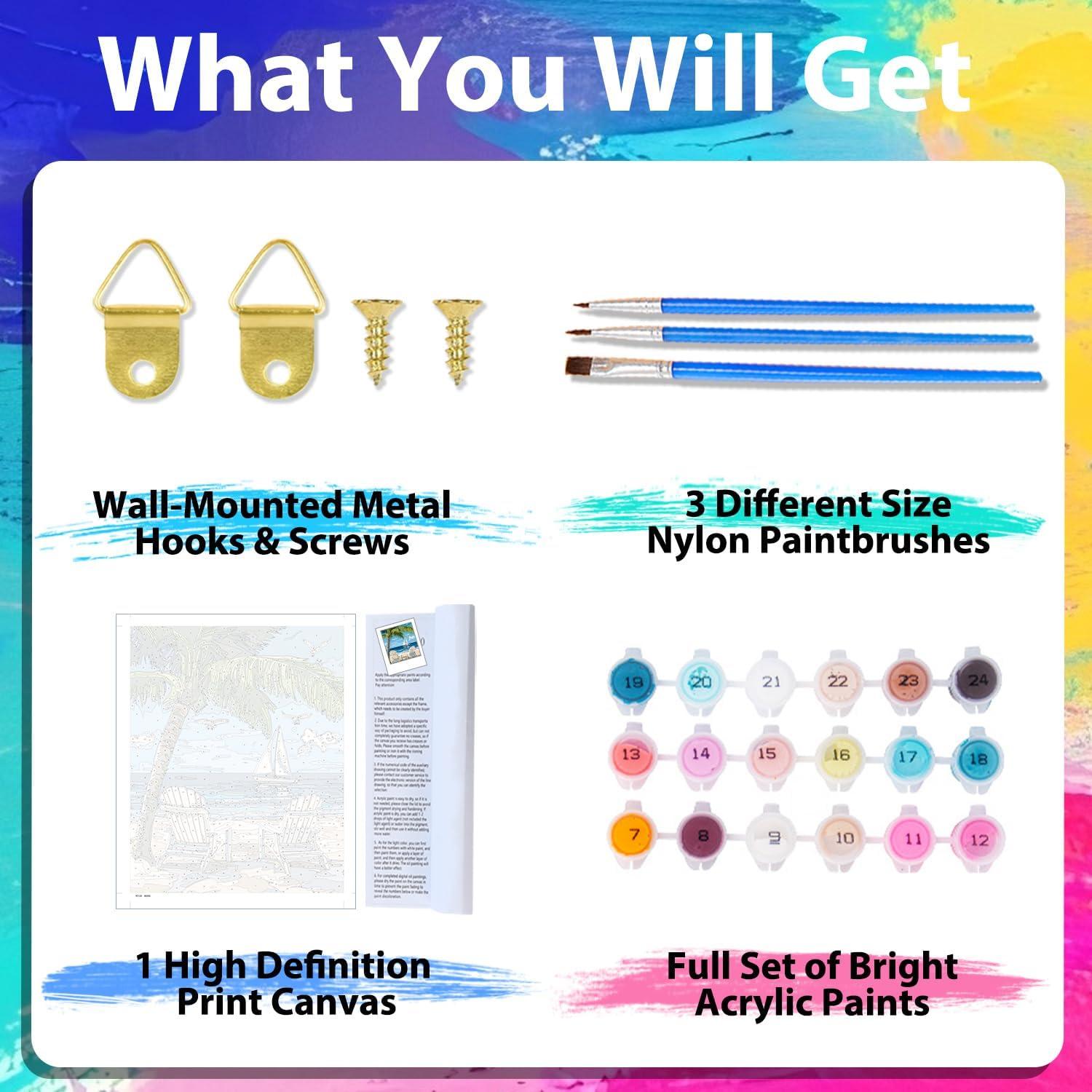 Kit de Pintura por Números xcemhil Playa 40.64x50.8 cm