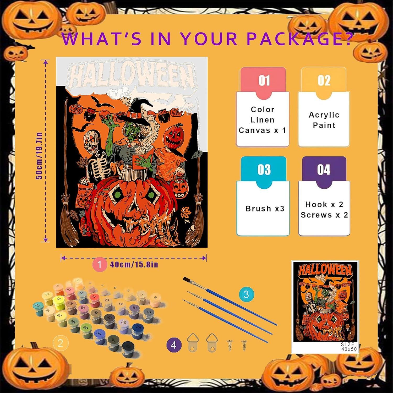 Pintura por Números XACKCME Halloween 40.6x50.8 cm DIY