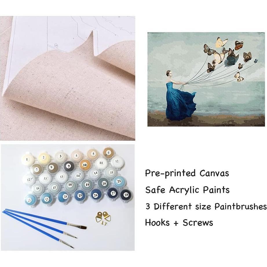 Kit de Pintar por Números LukFun Adultos 40x50 cm Mariposas