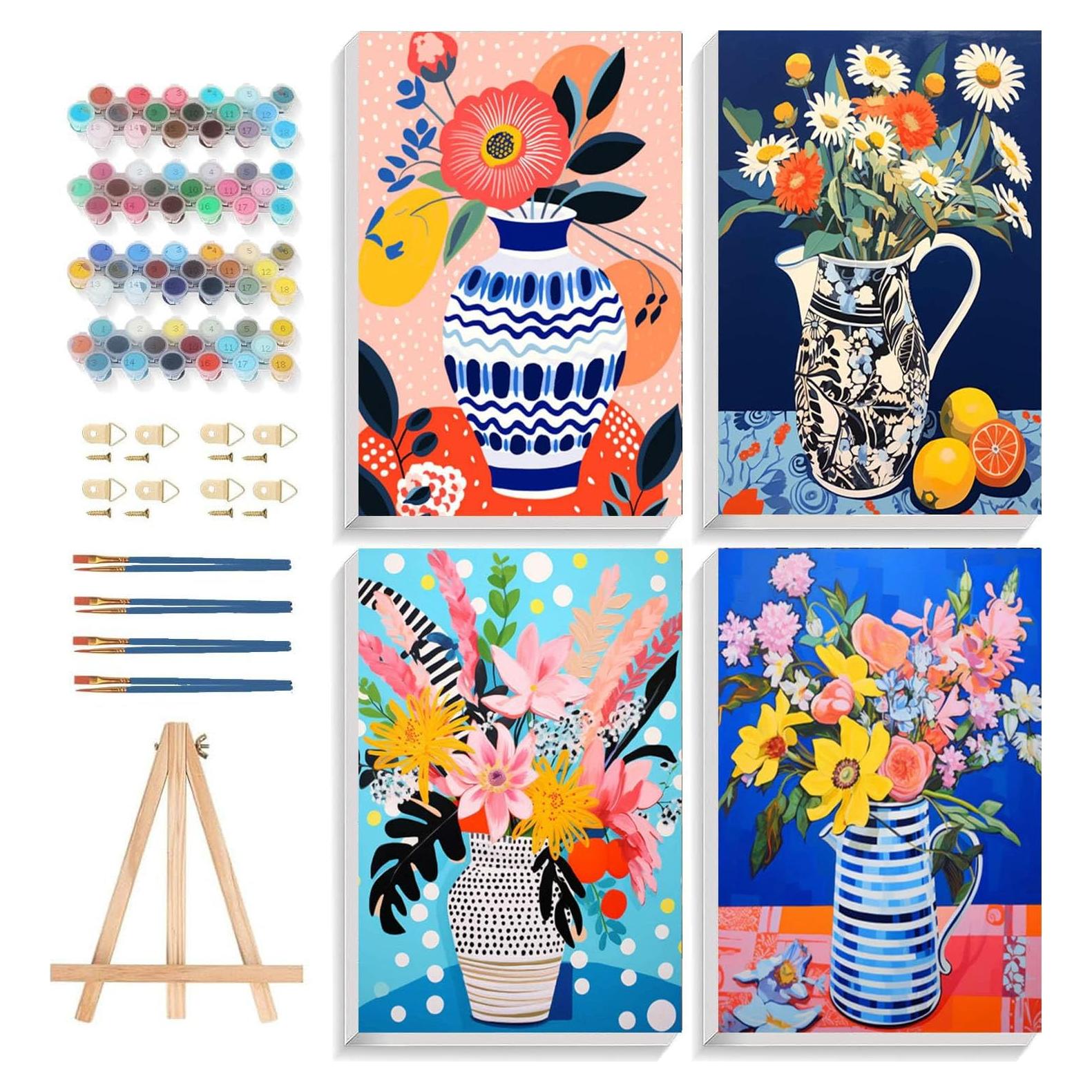 Kit de Pintura por Números Adultos Bleihum Floral 20x30 cm