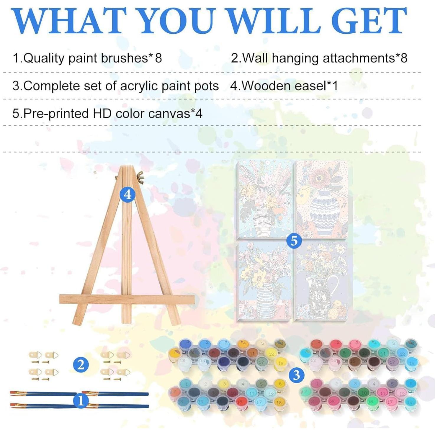 Kit de Pintura por Números Adultos Bleihum Floral 20x30 cm