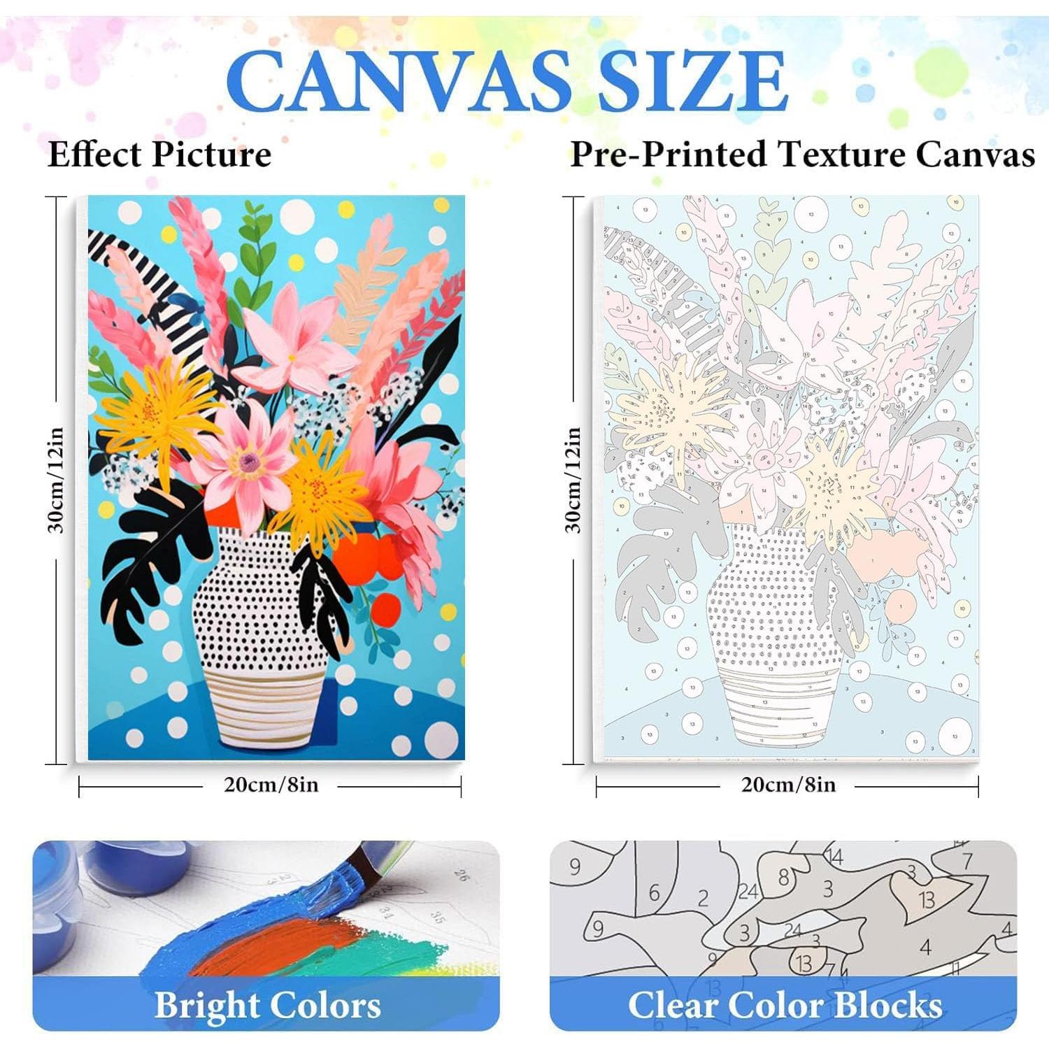 Kit de Pintura por Números Adultos Bleihum Floral 20x30 cm