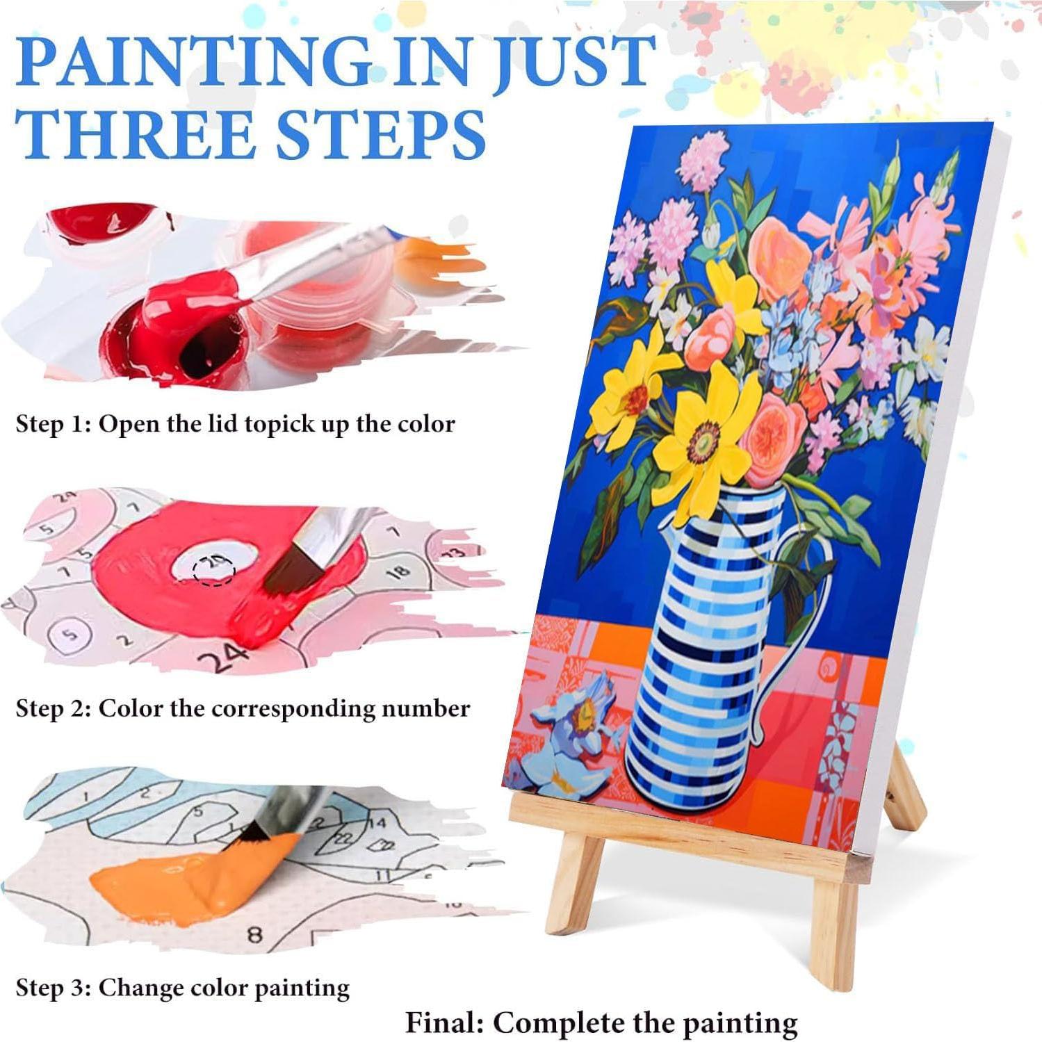 Kit de Pintura por Números Adultos Bleihum Floral 20x30 cm