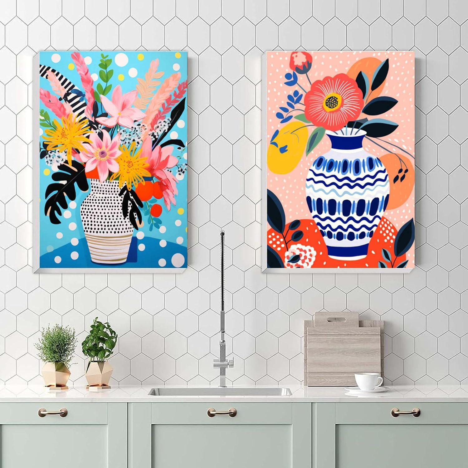 Kit de Pintura por Números Adultos Bleihum Floral 20x30 cm