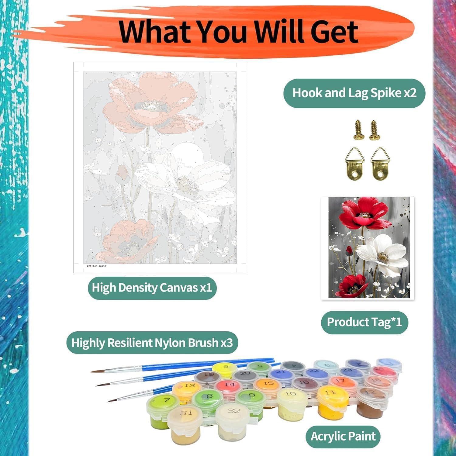 Kit de Pintura por Números Ajepon 40x50 cm Floral