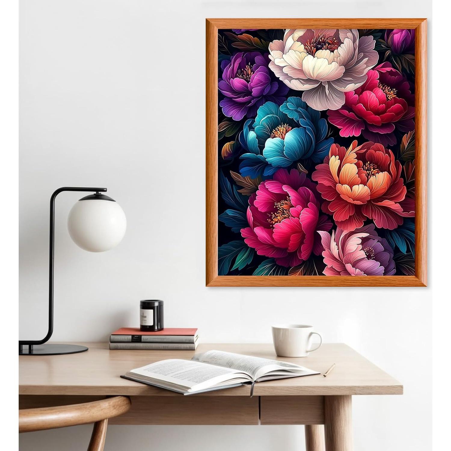 Kit de Pintura por Números Lxmsja Peonías 50x40 cm Acrílica