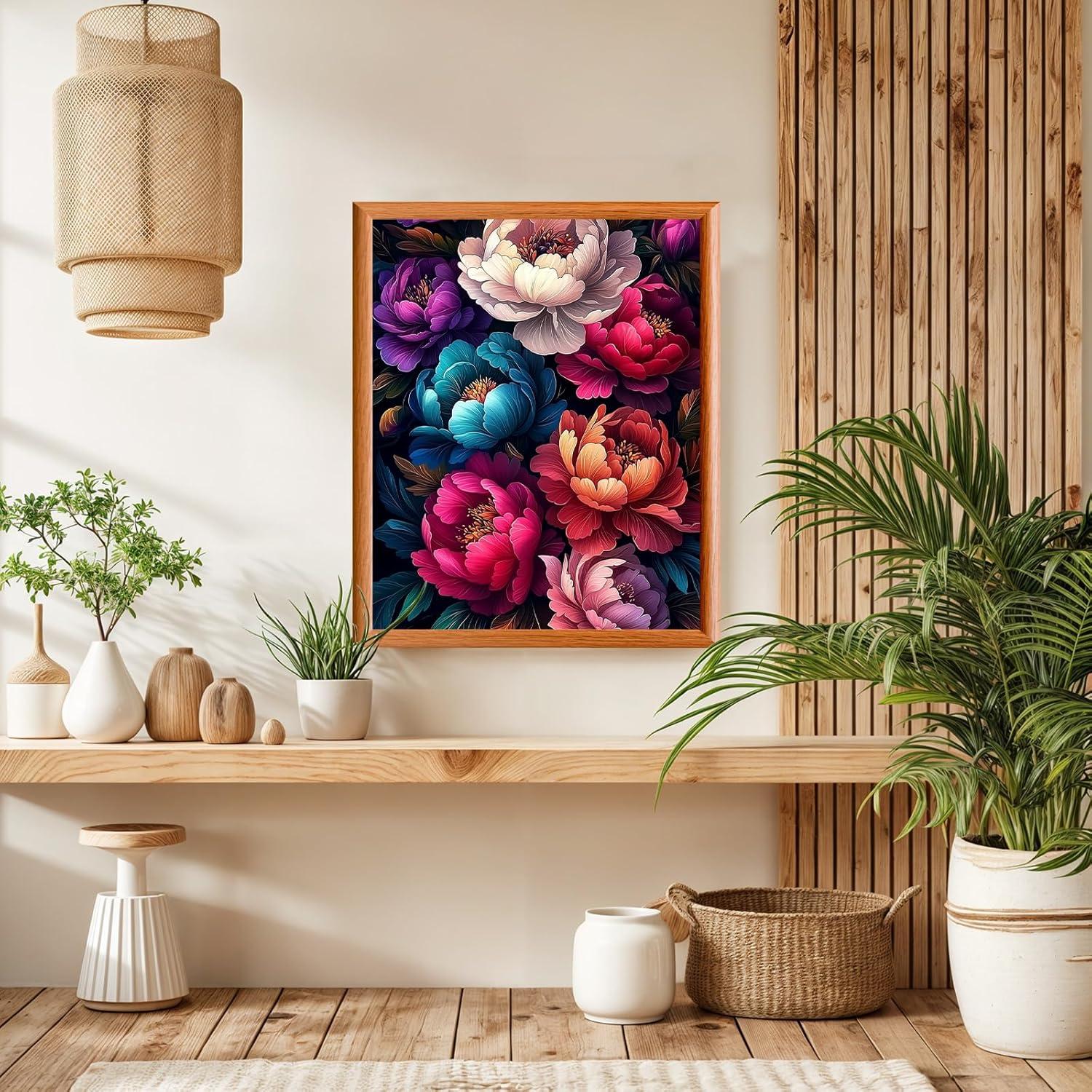 Kit de Pintura por Números Lxmsja Peonías 50x40 cm Acrílica