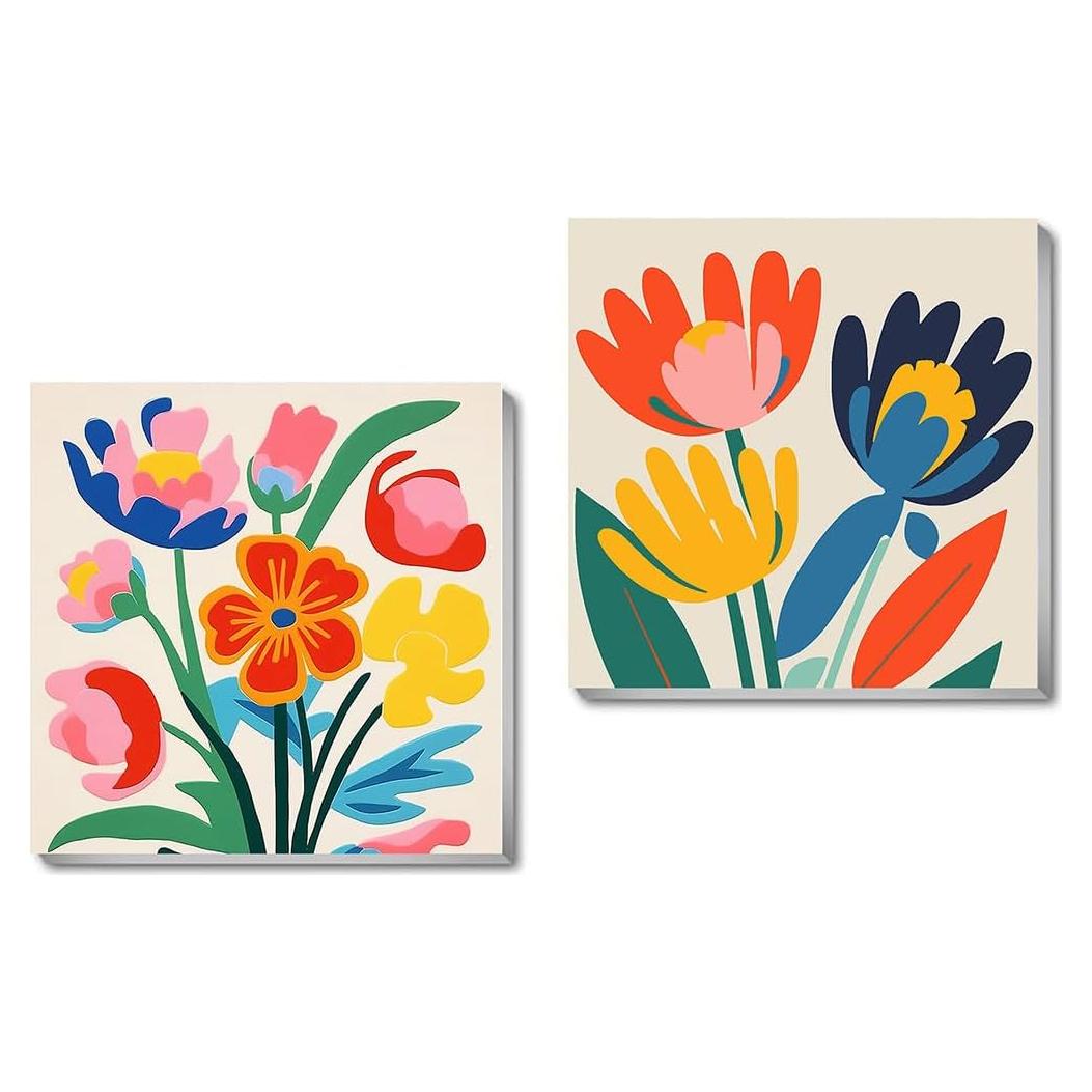 Kit de Pintura por Números Enmarcado uuxsretaio Floral 20x20 cm