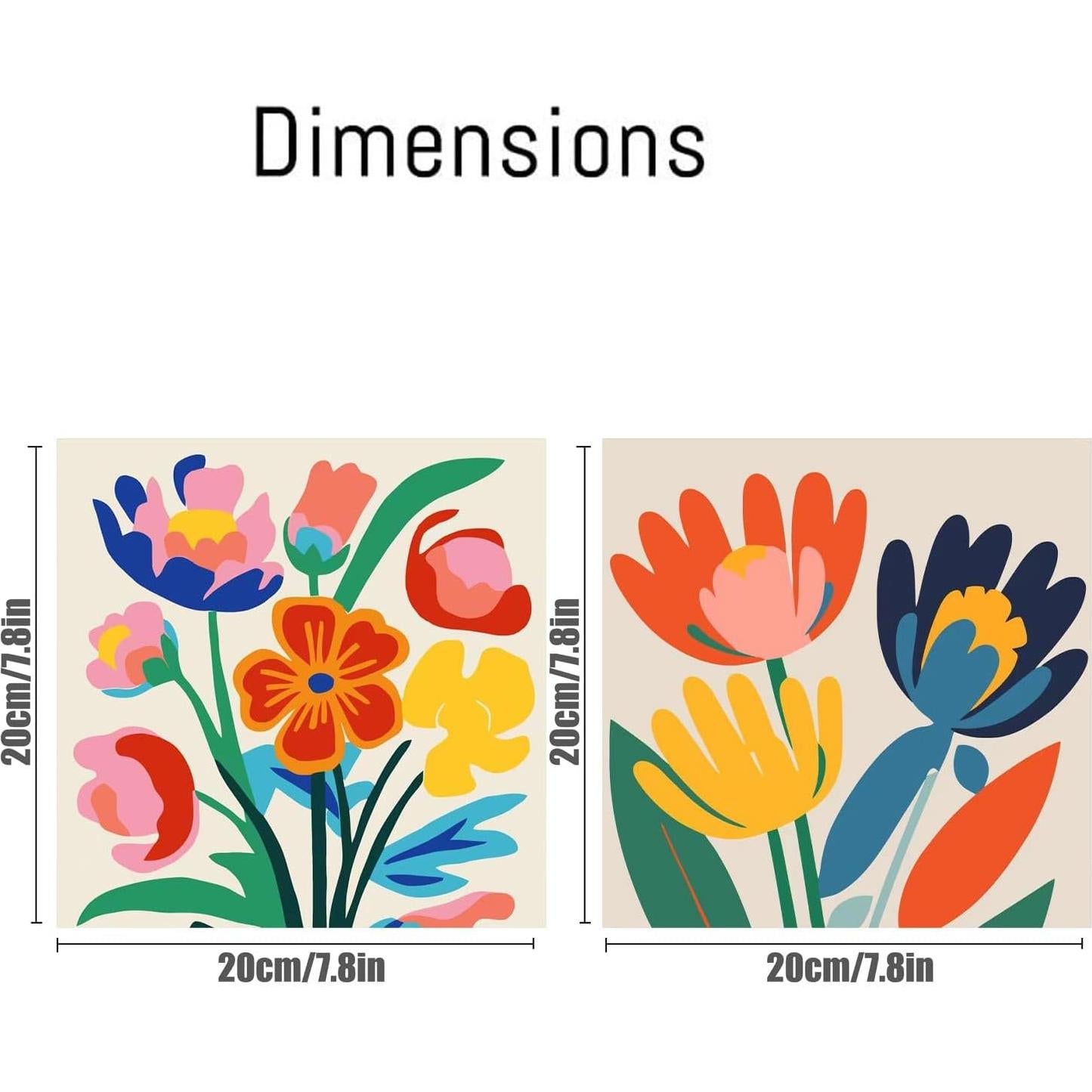 Kit de Pintura por Números Enmarcado uuxsretaio Floral 20x20 cm