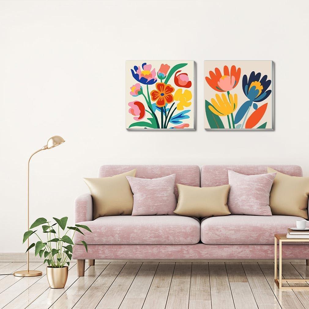 Kit de Pintura por Números Enmarcado uuxsretaio Floral 20x20 cm