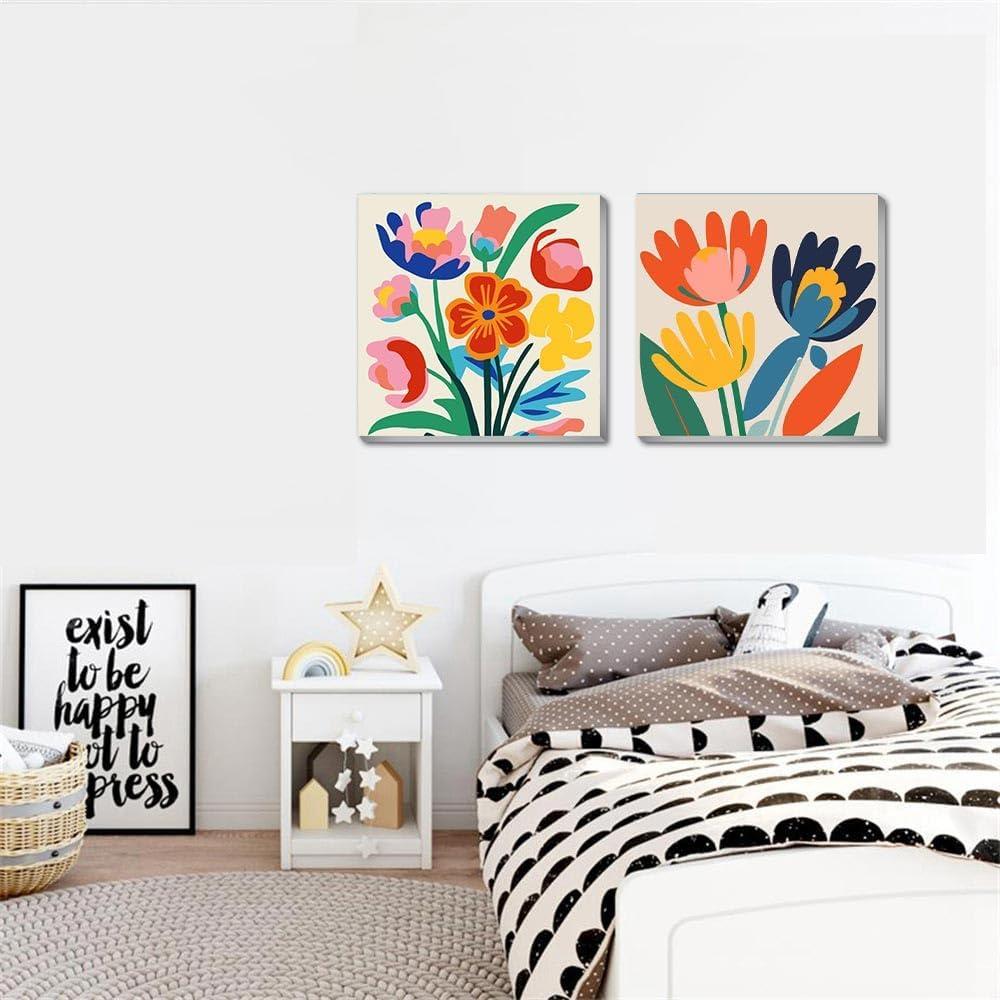 Kit de Pintura por Números Enmarcado uuxsretaio Floral 20x20 cm