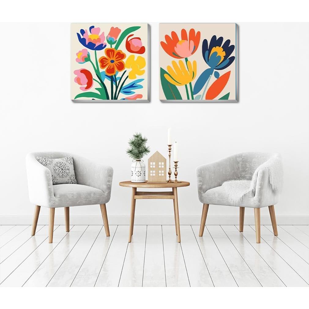 Kit de Pintura por Números Enmarcado uuxsretaio Floral 20x20 cm