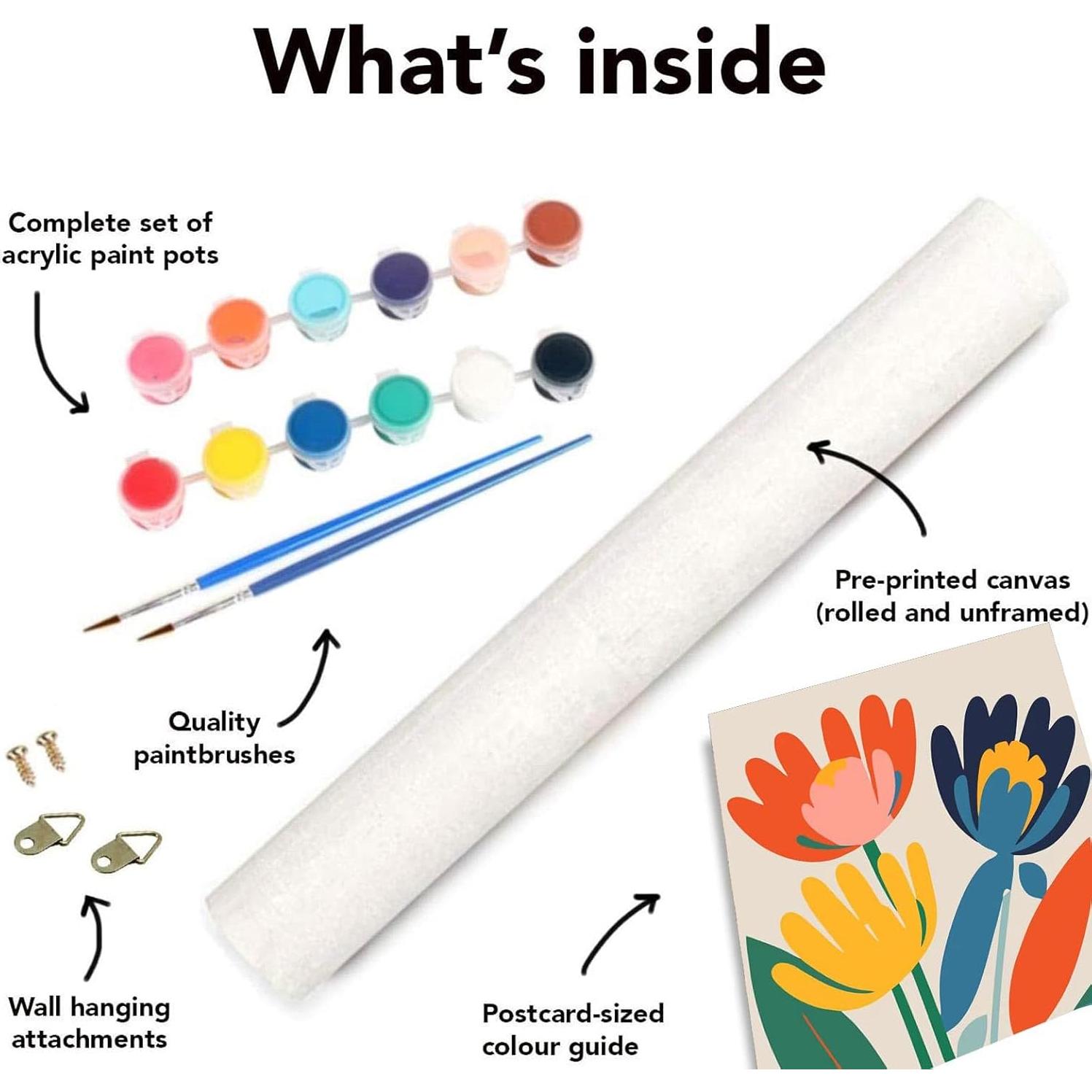 Kit de Pintura por Números Enmarcado uuxsretaio Floral 20x20 cm