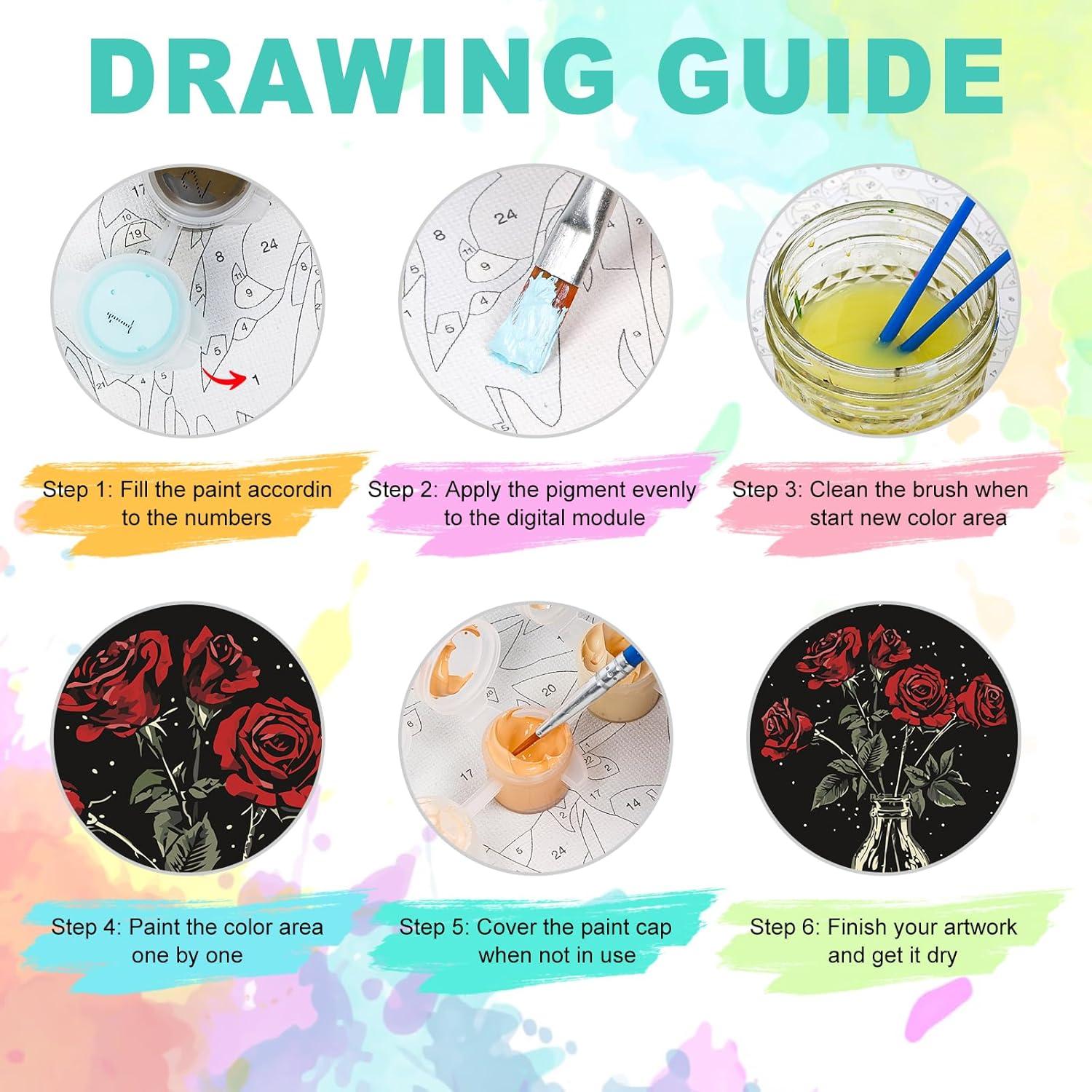 Kit de Pintura por Números Enmarcado GEEHEIY 20x30 cm Calavera y Rosas