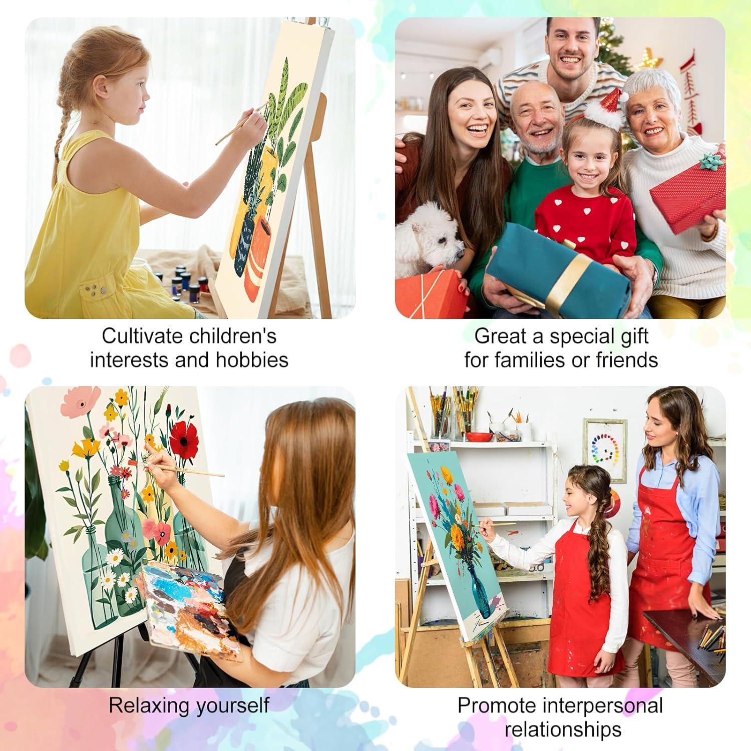 Kit de Pintura por Números Enmarcado GEEHEIY 20x30 cm Calavera y Rosas