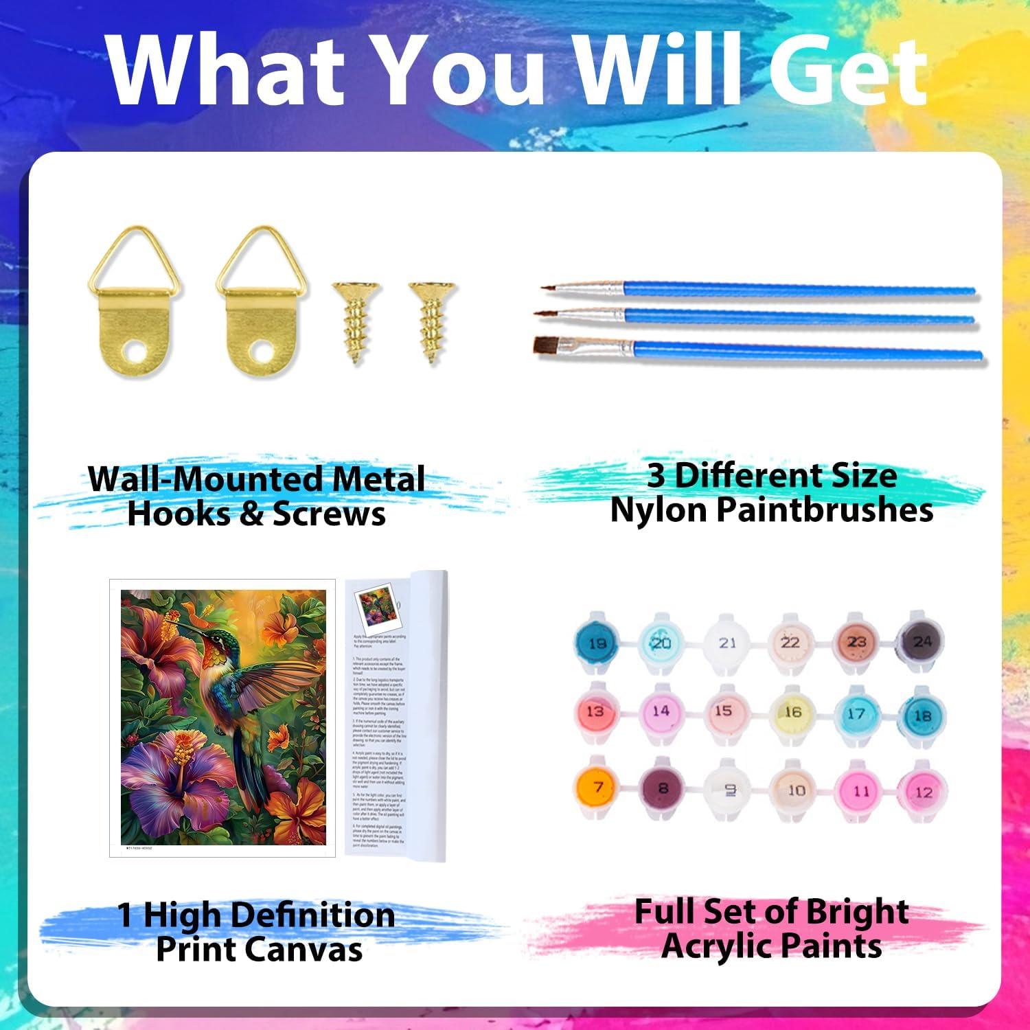 Kit de Pintura por Números xcemhil Colibrí 40x50 cm