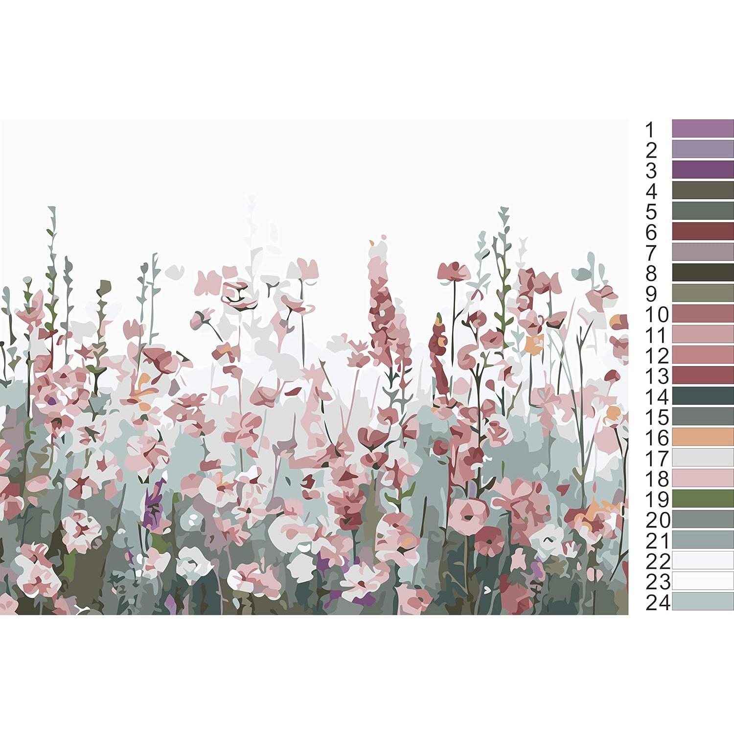 Kit de Pintura por Números SUMGAR Flores Rosadas 40x50 cm