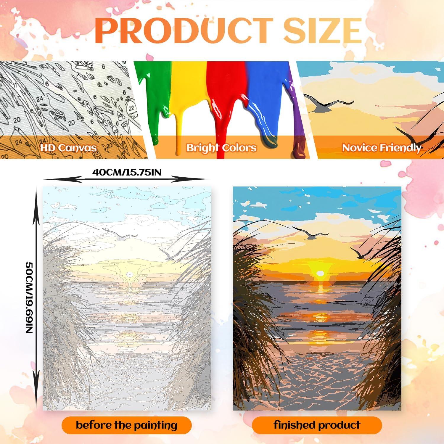 Kit de Pintura por Números NPCSWXQ 40x50cm Atardecer Playa