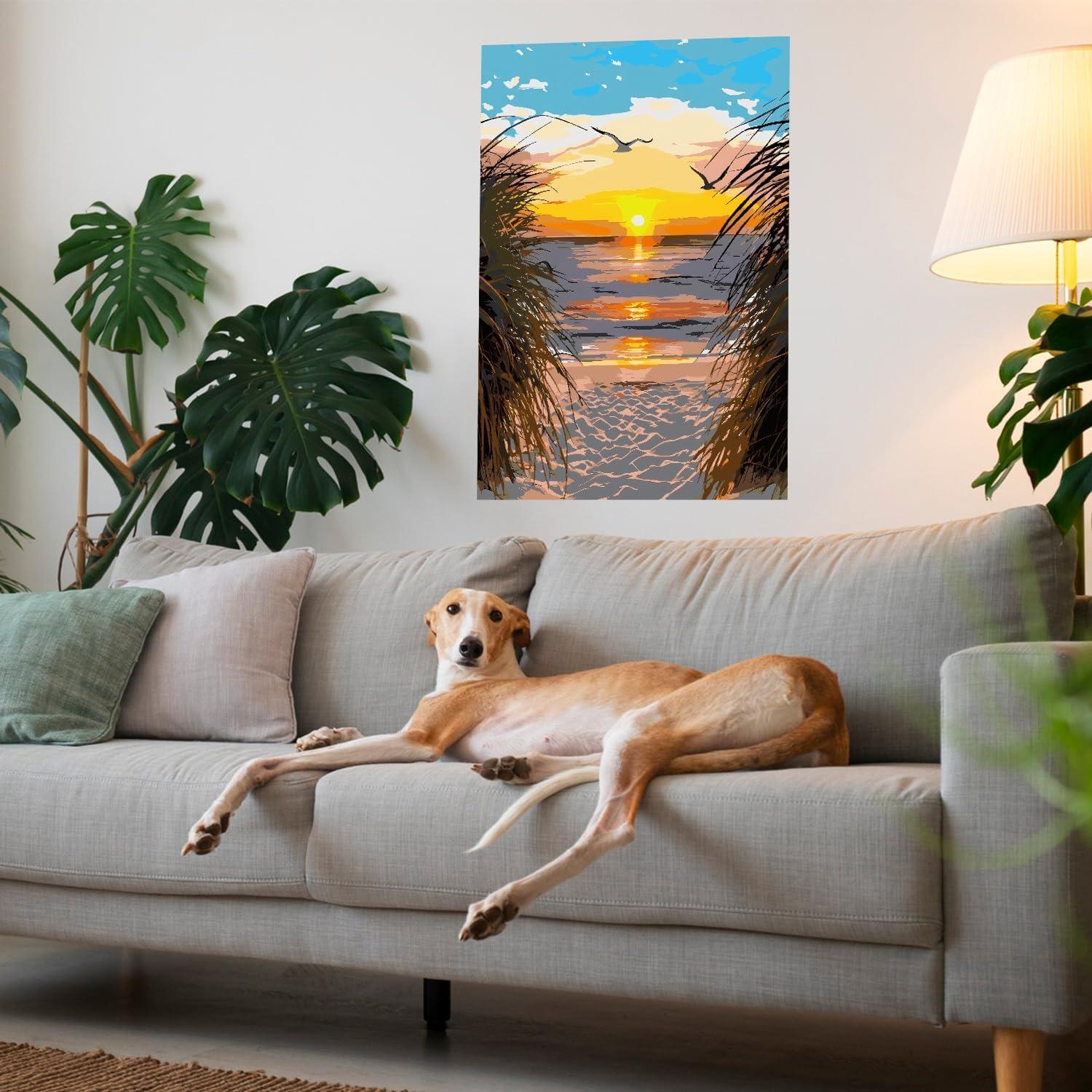 Kit de Pintura por Números NPCSWXQ 40x50cm Atardecer Playa