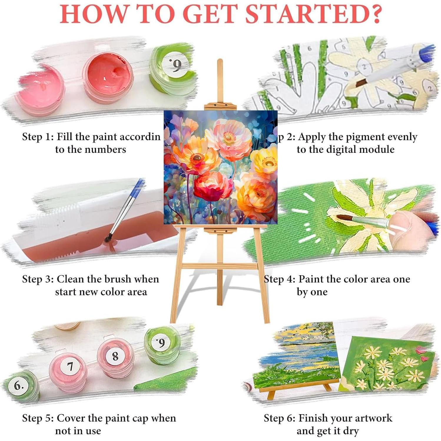 Kit de Pintura por Números WEMEON 25.4x25.4 cm Floral