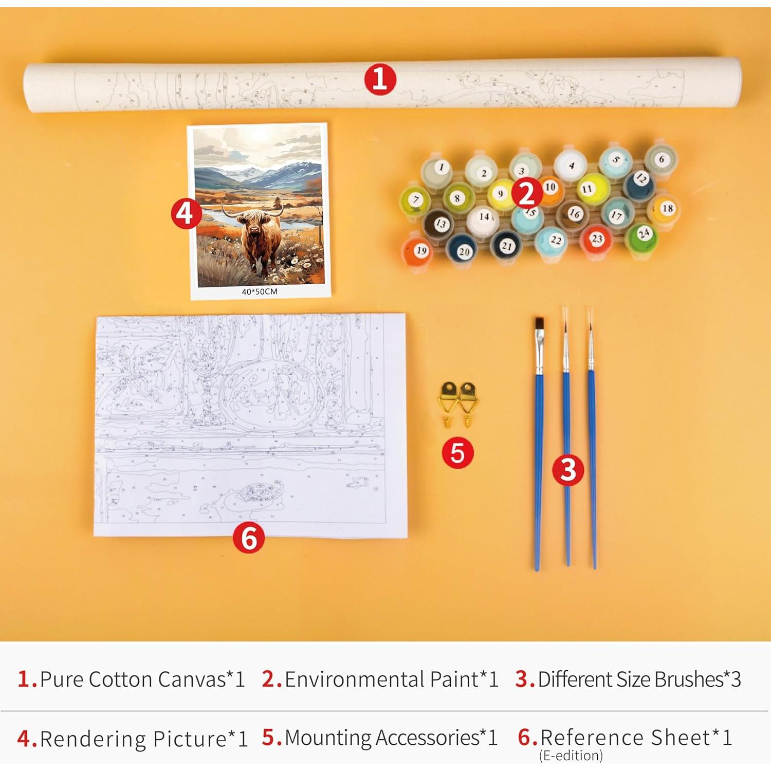 Kit Pintar por Números TUMOVO 40x50 cm Vaca de las Tierras Altas