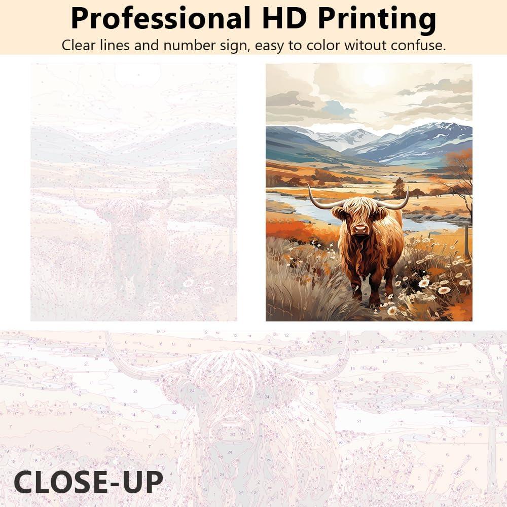 Kit Pintar por Números TUMOVO 40x50 cm Vaca de las Tierras Altas