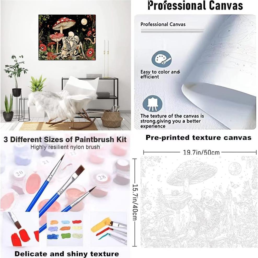 Pintura por Números KOEMHXB Hongo Esqueleto 40x51 cm