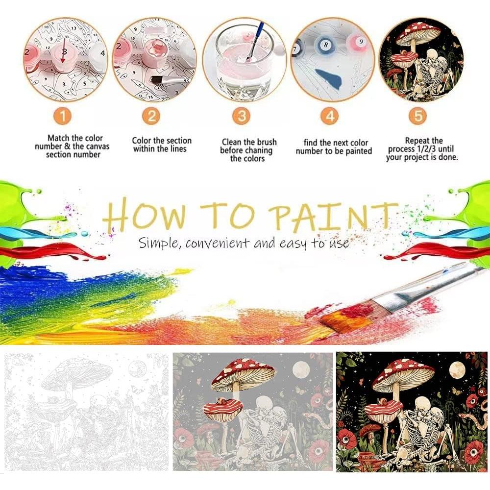 Pintura por Números KOEMHXB Hongo Esqueleto 40x51 cm