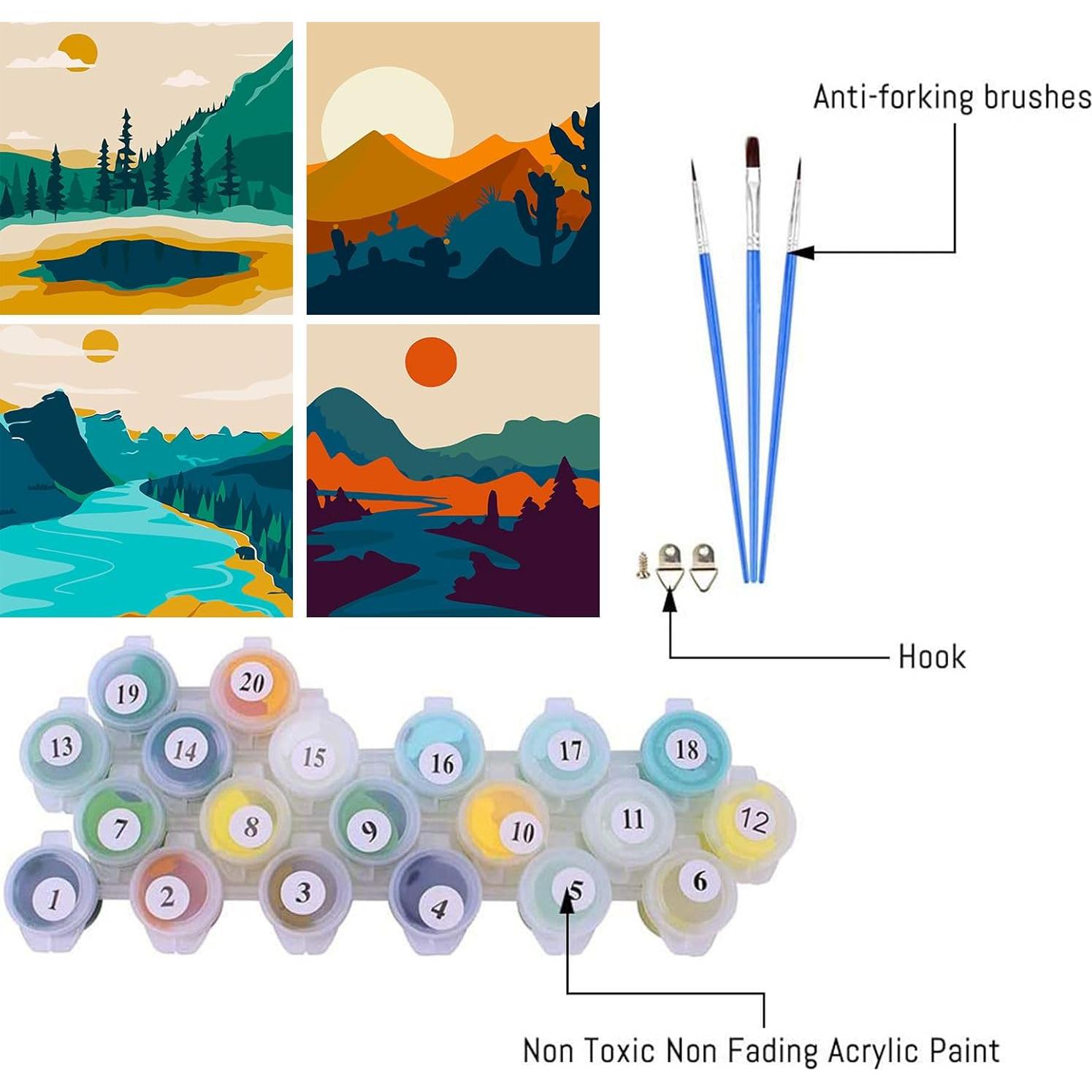 Kit de Pintura por Números FQOVKYN Atardecer 20x20 cm
