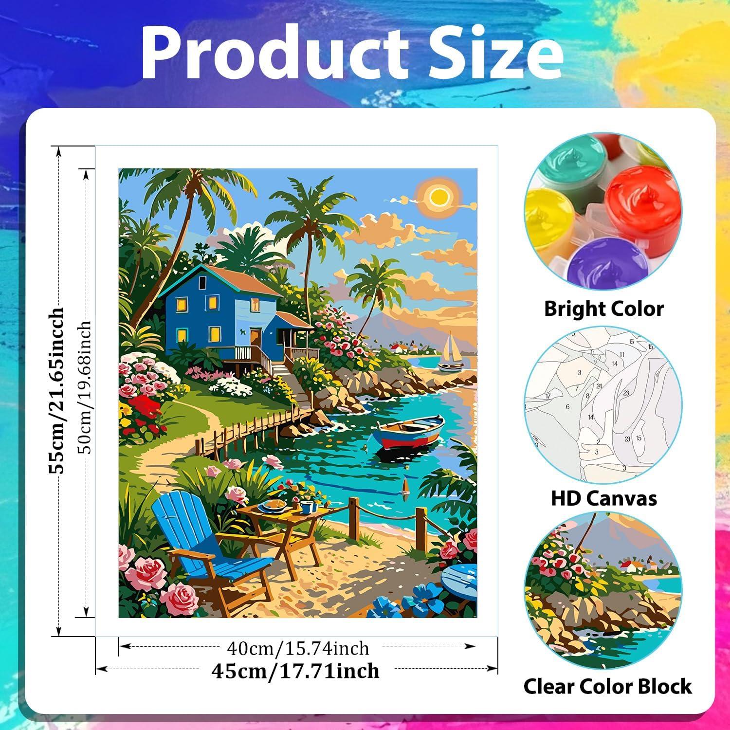 Kit de Pintura por Números Xcemhil Casa de Playa 40.6x50.8cm