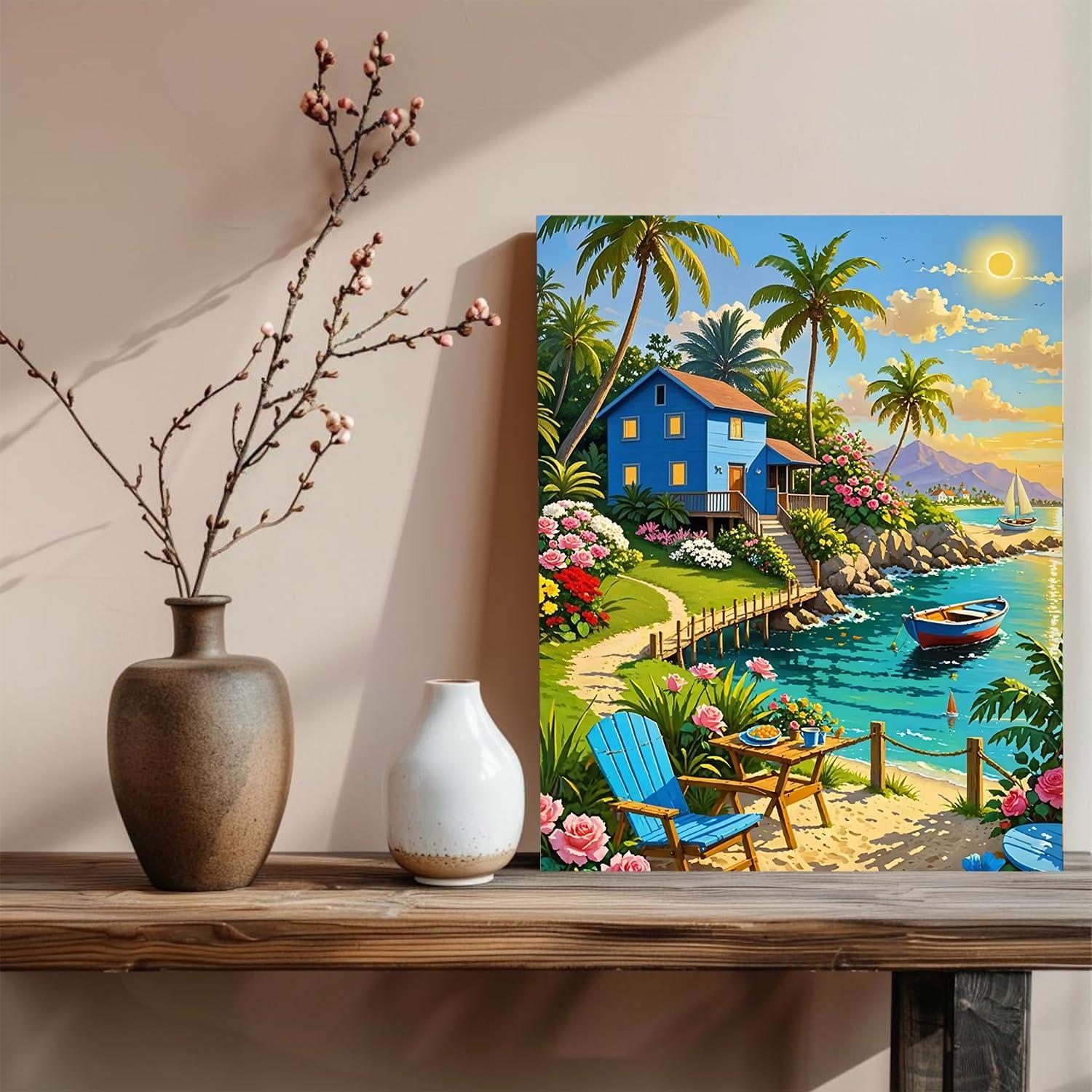 Kit de Pintura por Números Xcemhil Casa de Playa 40.6x50.8cm