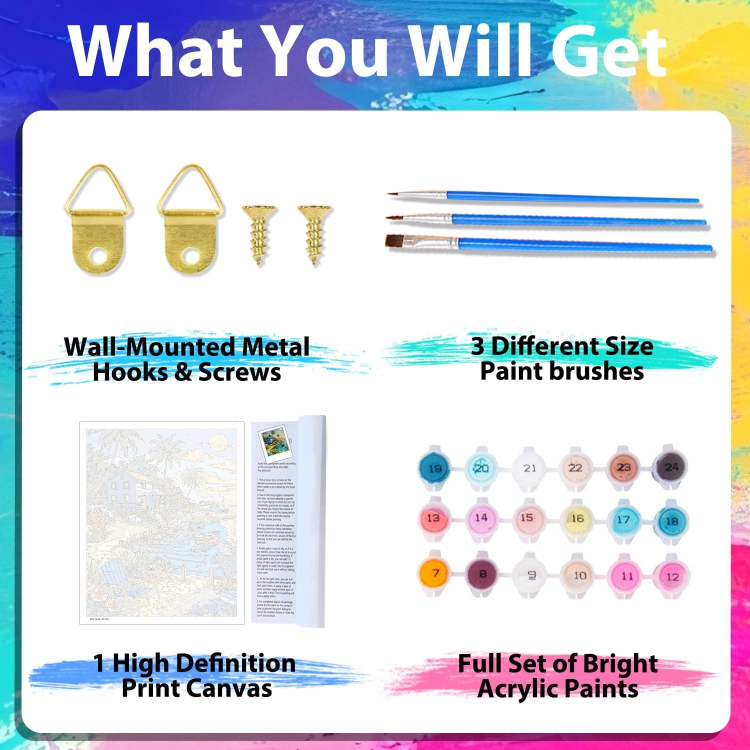 Kit de Pintura por Números Xcemhil Casa de Playa 40.6x50.8cm