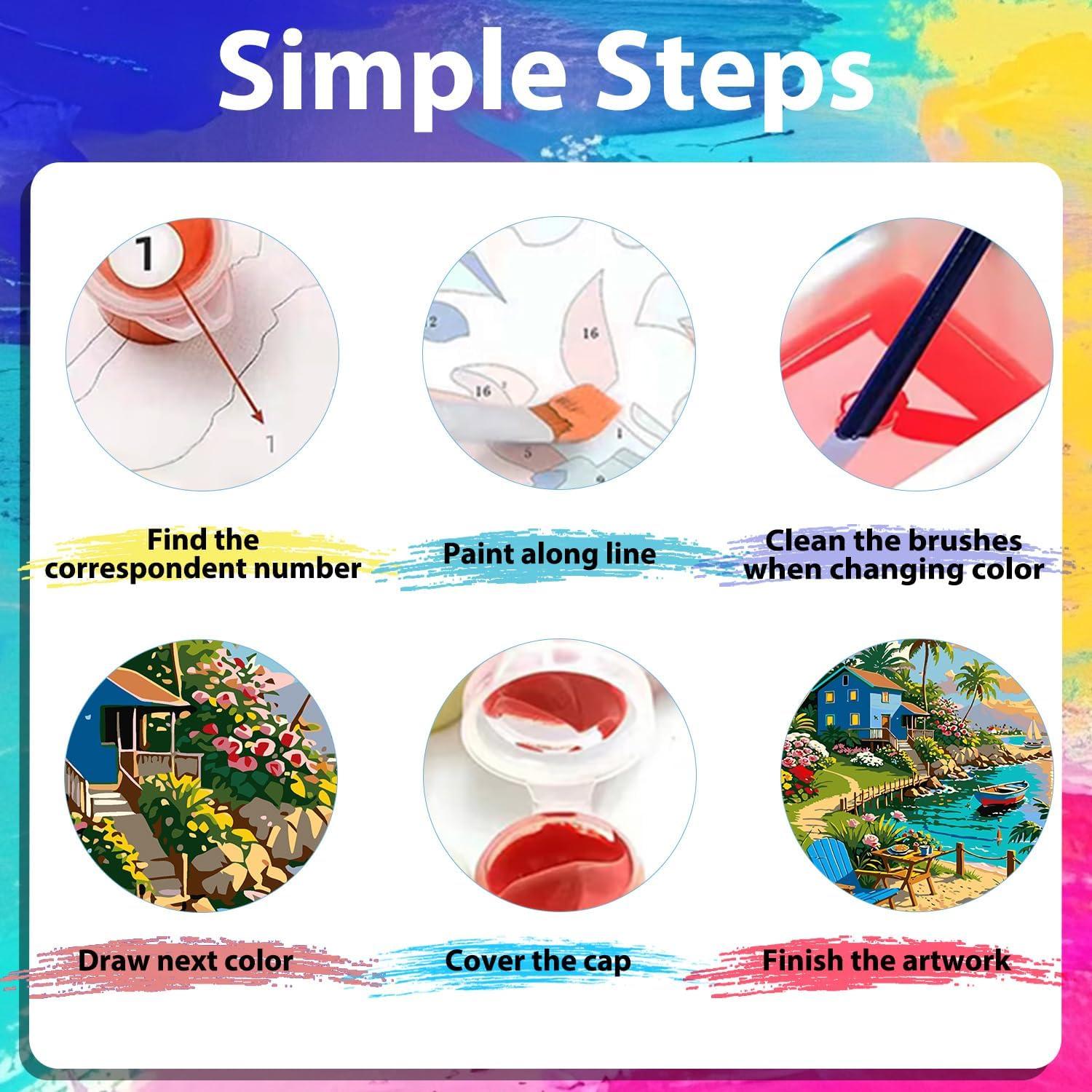 Kit de Pintura por Números Xcemhil Casa de Playa 40.6x50.8cm