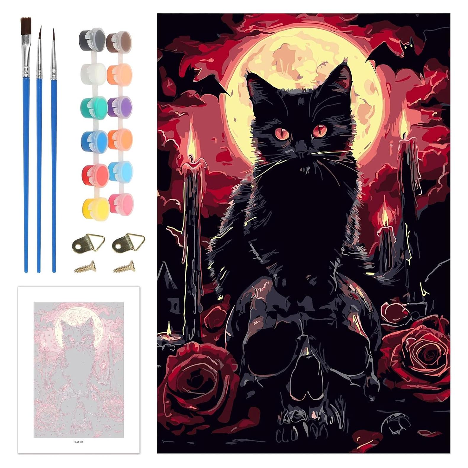 Kit de Pintura por Números Skyboda Gato Negro 30x20cm