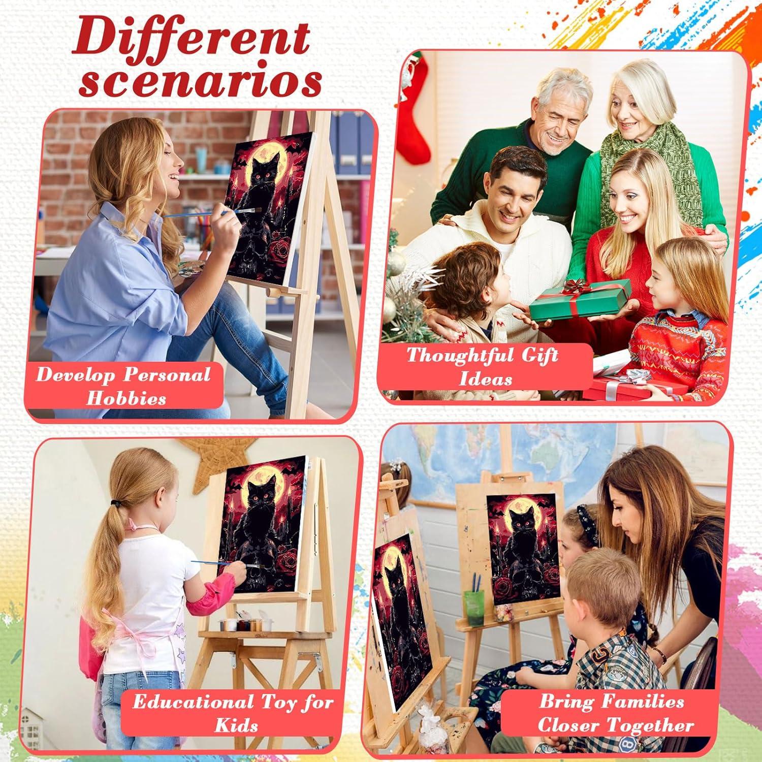 Kit de Pintura por Números Skyboda Gato Negro 30x20cm