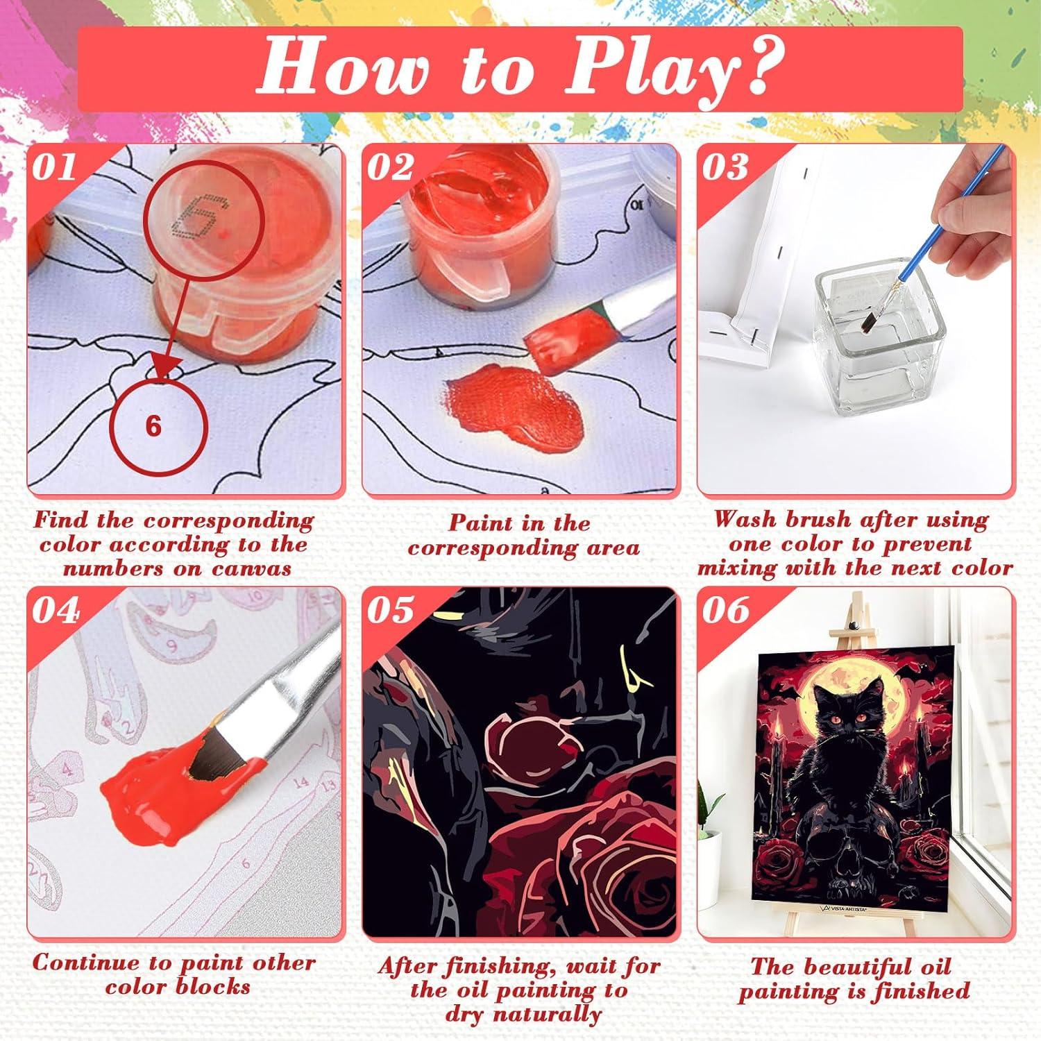 Kit de Pintura por Números Skyboda Gato Negro 30x20cm