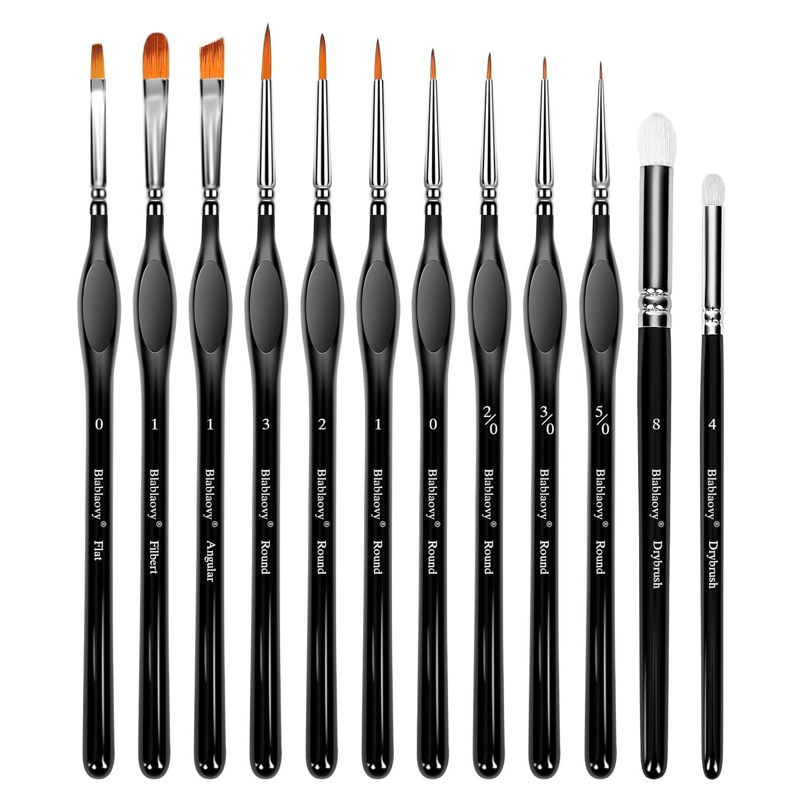 Juego de 12 Pinceles de Pintura en Miniatura Blablaovy - Detalle Preciso
