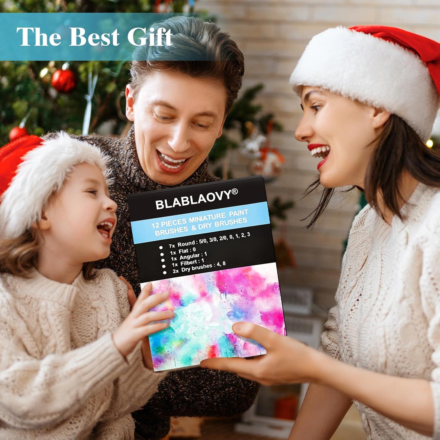 Juego de 12 Pinceles de Pintura en Miniatura Blablaovy - Detalle Preciso