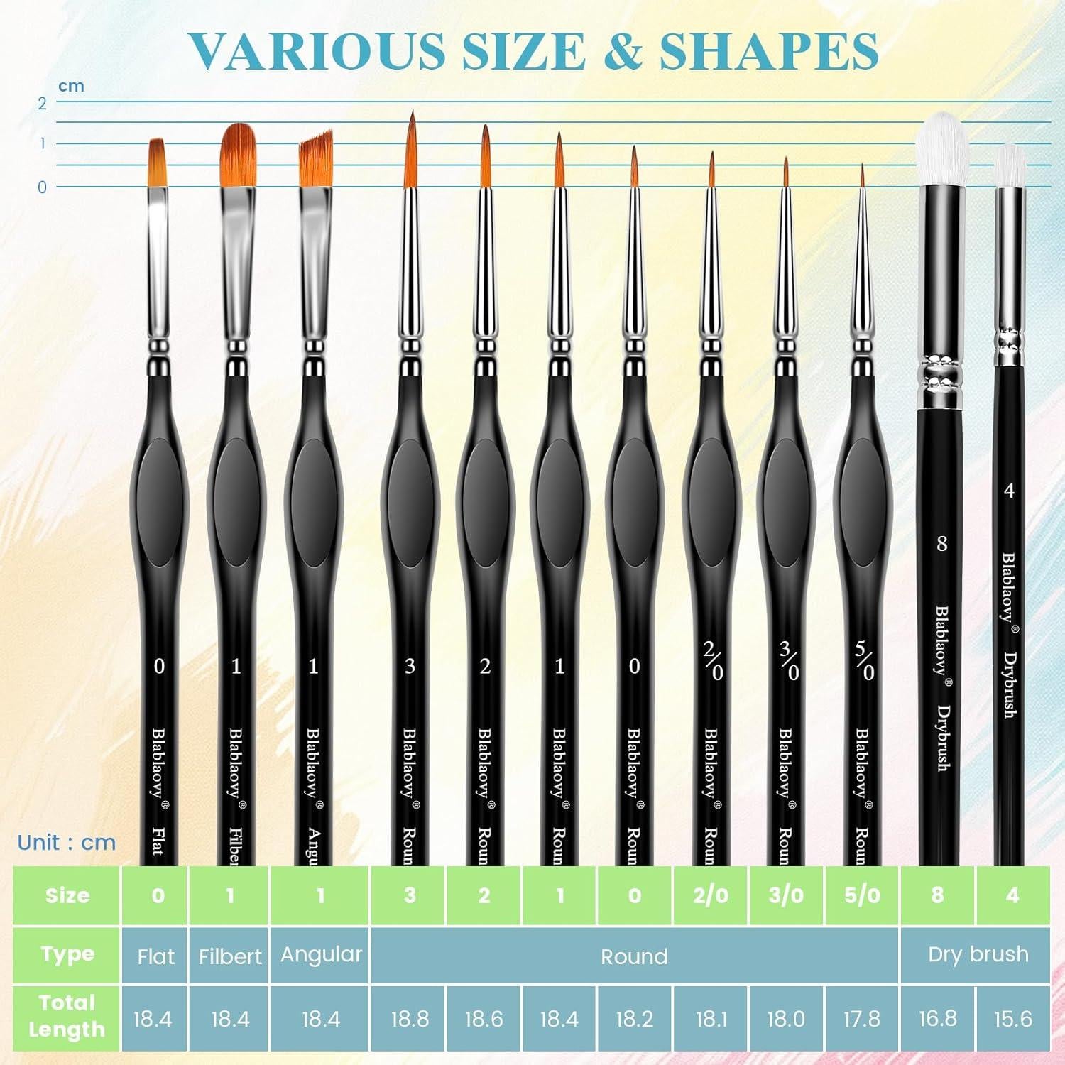 Juego de 12 Pinceles de Pintura en Miniatura Blablaovy - Detalle Preciso