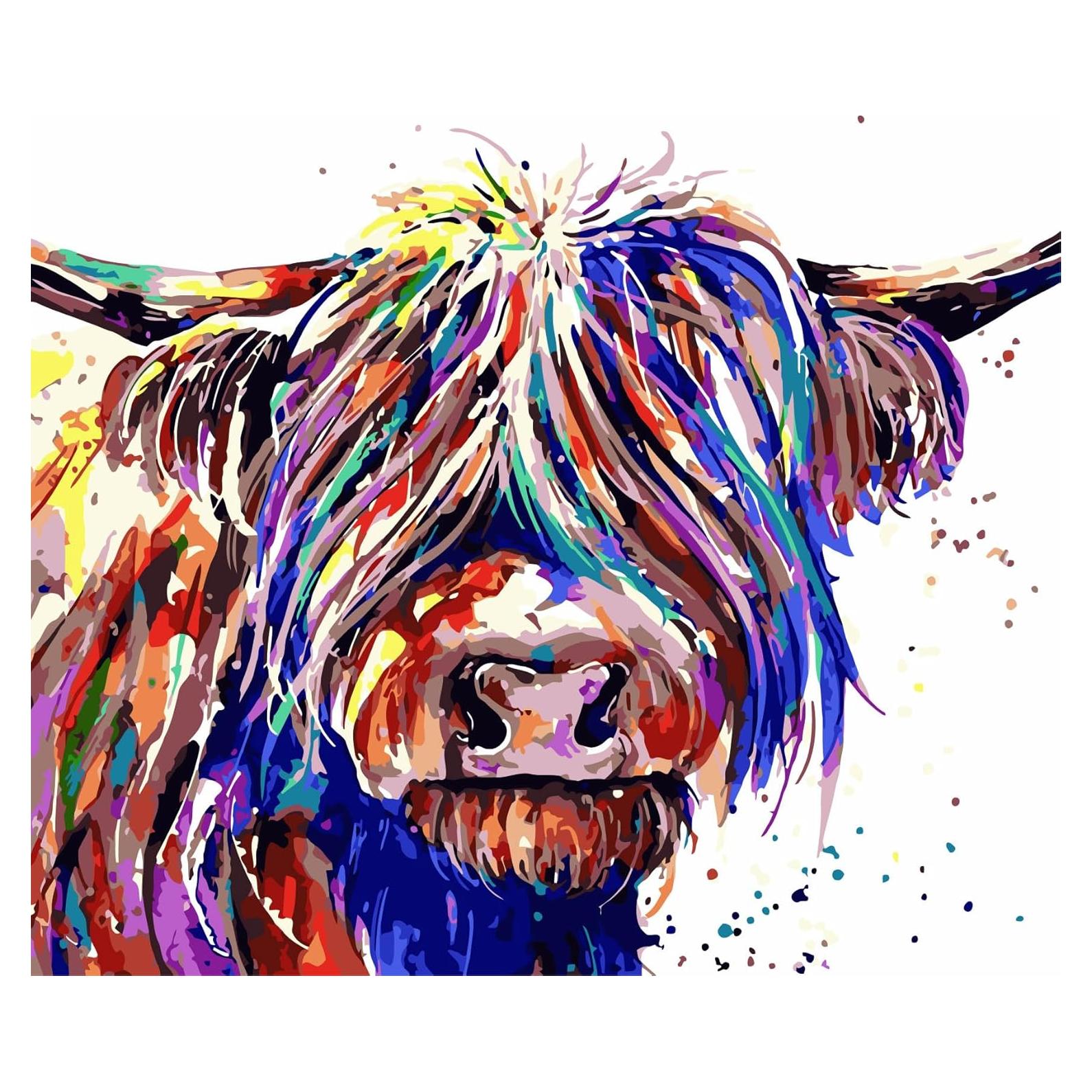 Kit de Pintura por Números HKLIOPU Vaca Colorida 30x30 cm