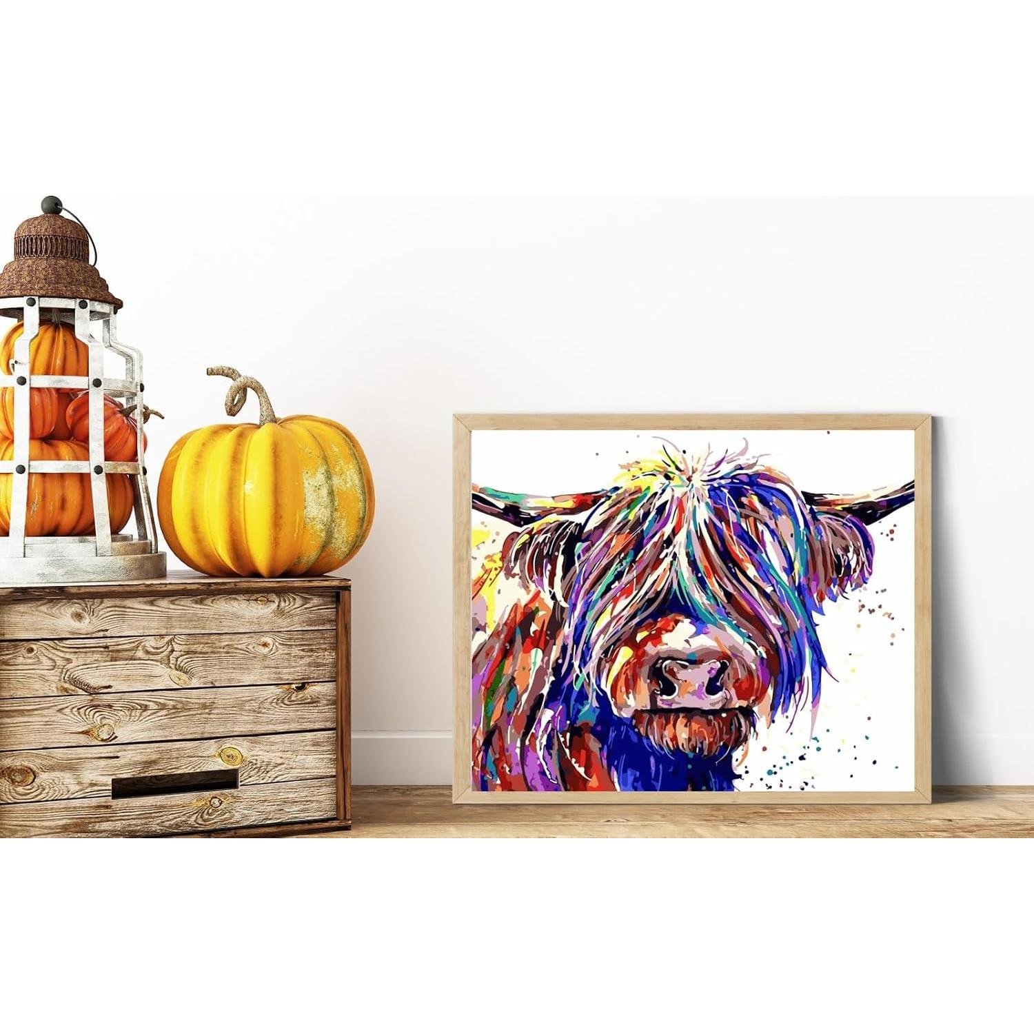 Kit de Pintura por Números HKLIOPU Vaca Colorida 30x30 cm
