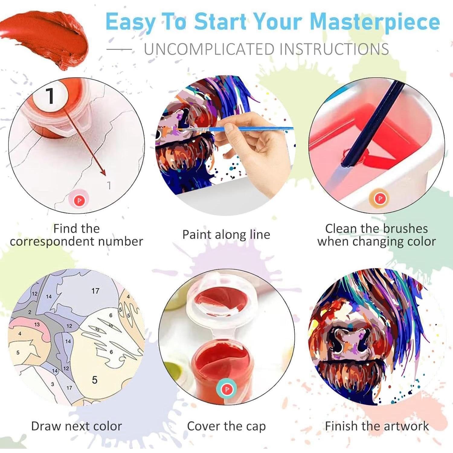 Kit de Pintura por Números HKLIOPU Vaca Colorida 30x30 cm