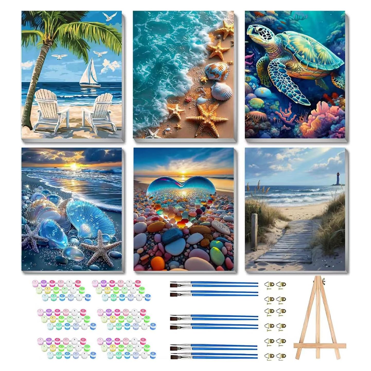 Kit de Pintura por Números Mrnsiet Playa 6 Piezas 20x30 cm