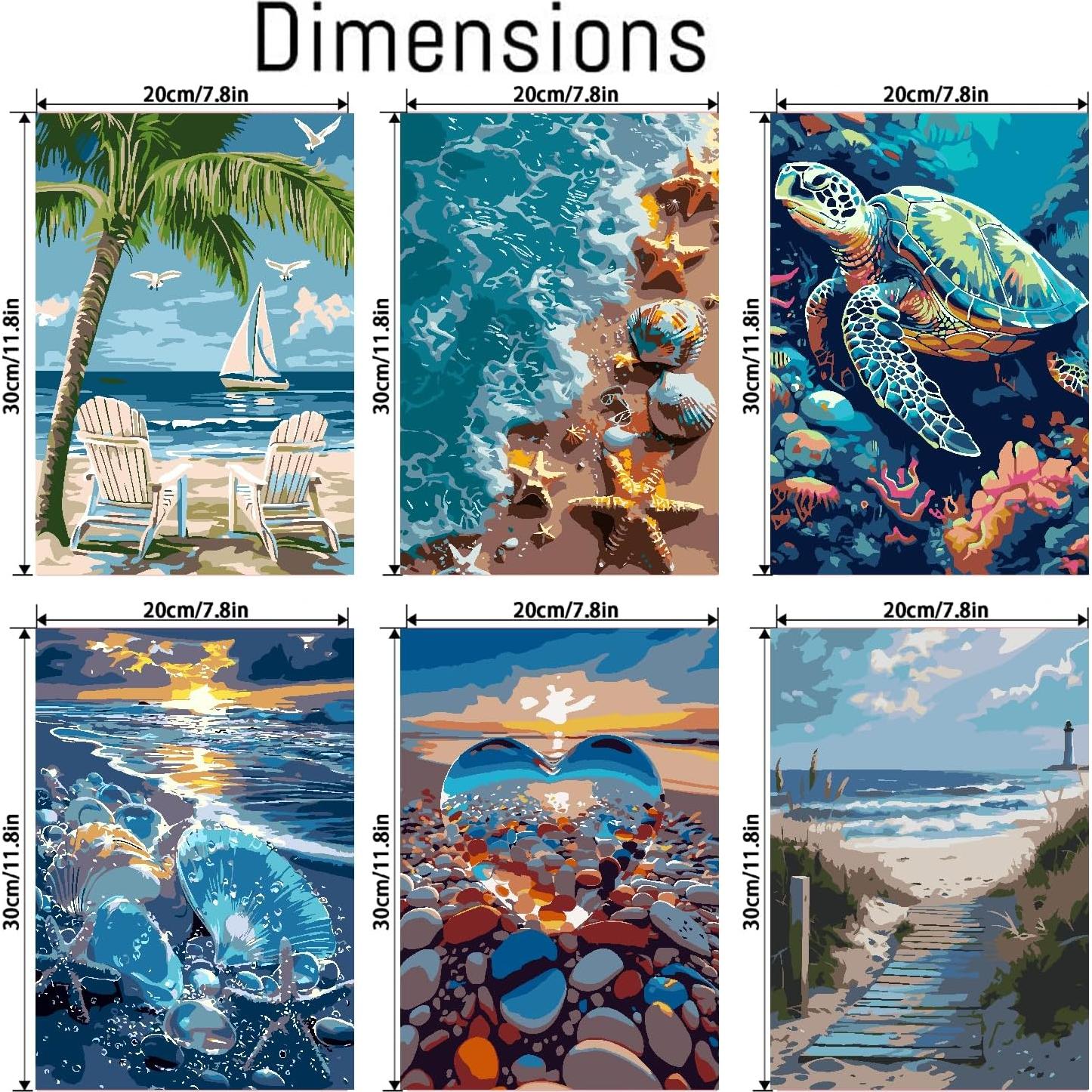 Kit de Pintura por Números Mrnsiet Playa 6 Piezas 20x30 cm