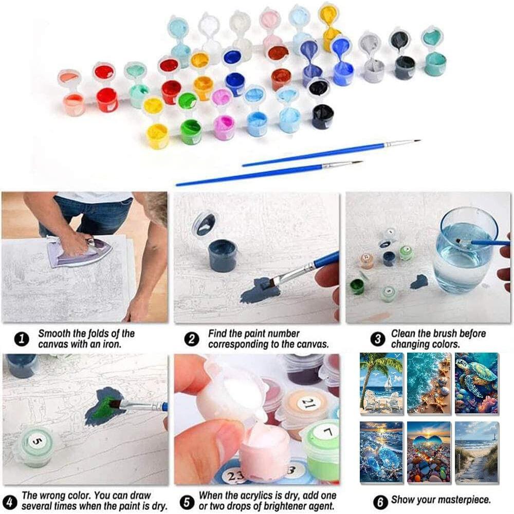 Kit de Pintura por Números Mrnsiet Playa 6 Piezas 20x30 cm