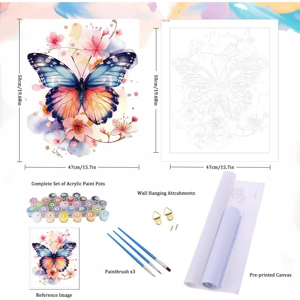 Kit de Pintura por Números Natuyalo Mariposa 40x50 cm