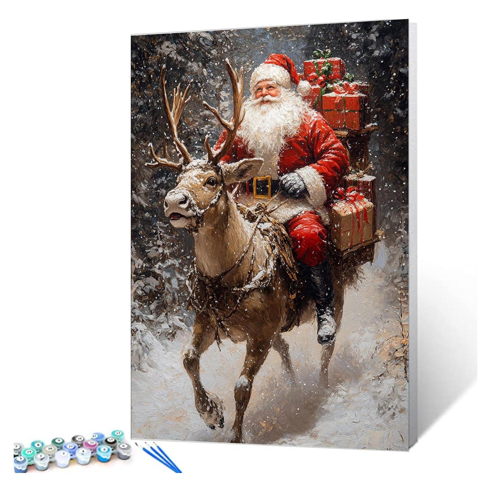 Kit de Pintura por Números Aihonmin 40x50cm Navidad Ciervo