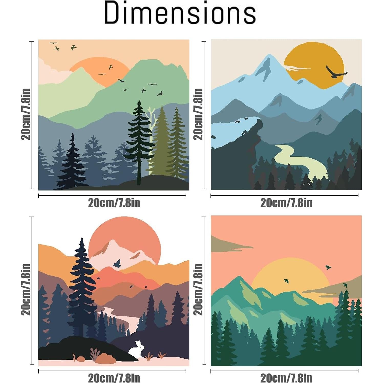 Kit de Pintura por Números Eniref 4 Piezas Naturaleza 20x20 cm